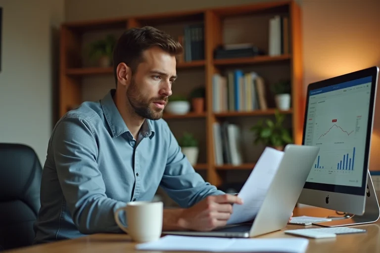 Auto-entrepreneur consultant les documents administratifs pour cumuler l'ARE avec son activité freelance en 2026