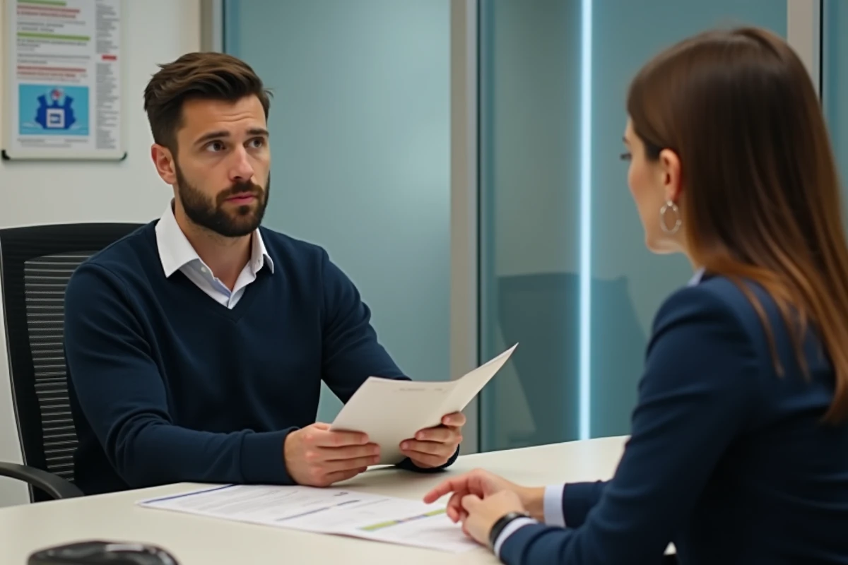 Auto-entrepreneur en rendez-vous avec un conseiller France Travail pour discuter du cumul ARE et micro-entreprise