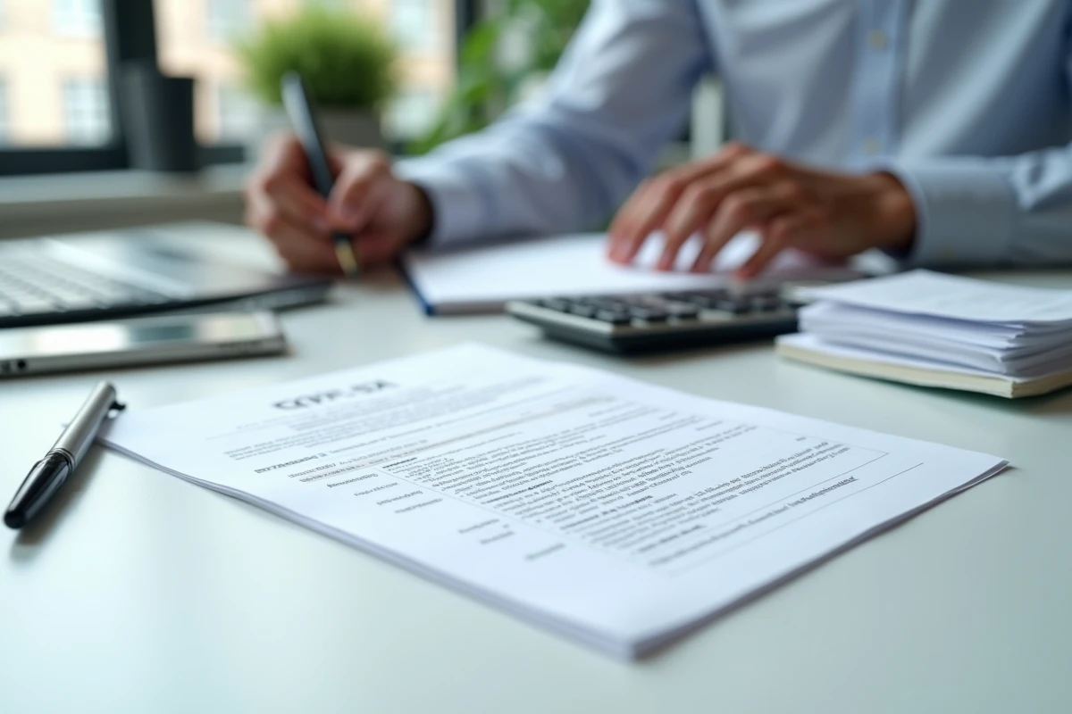 Avis de CFE 2026 posé sur un bureau avec calculatrice et stylo, illustrant le paiement et les exonérations fiscales