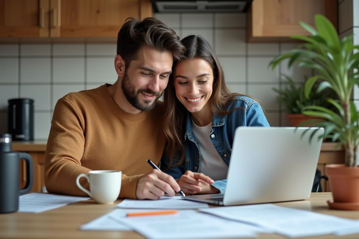 Couple préparant les documents pour une inscription à l'ordre du jour d'une CAL à leur domicile