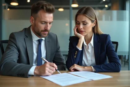 Employée et responsable RH en discussion autour d'un contrat de travail en période d'essai