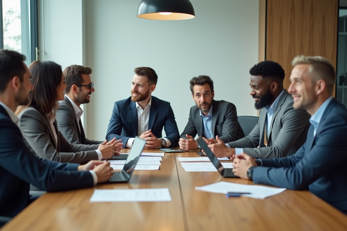 Groupe de professionnels en réunion de travail