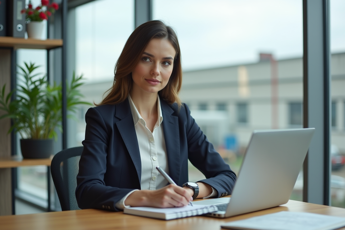 Femme d affaires dans un bureau industriel