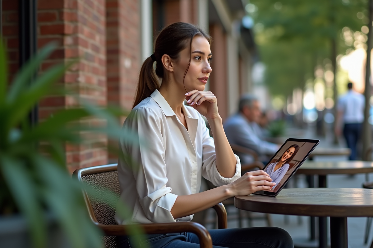 Jeune femme en extérieur lors d