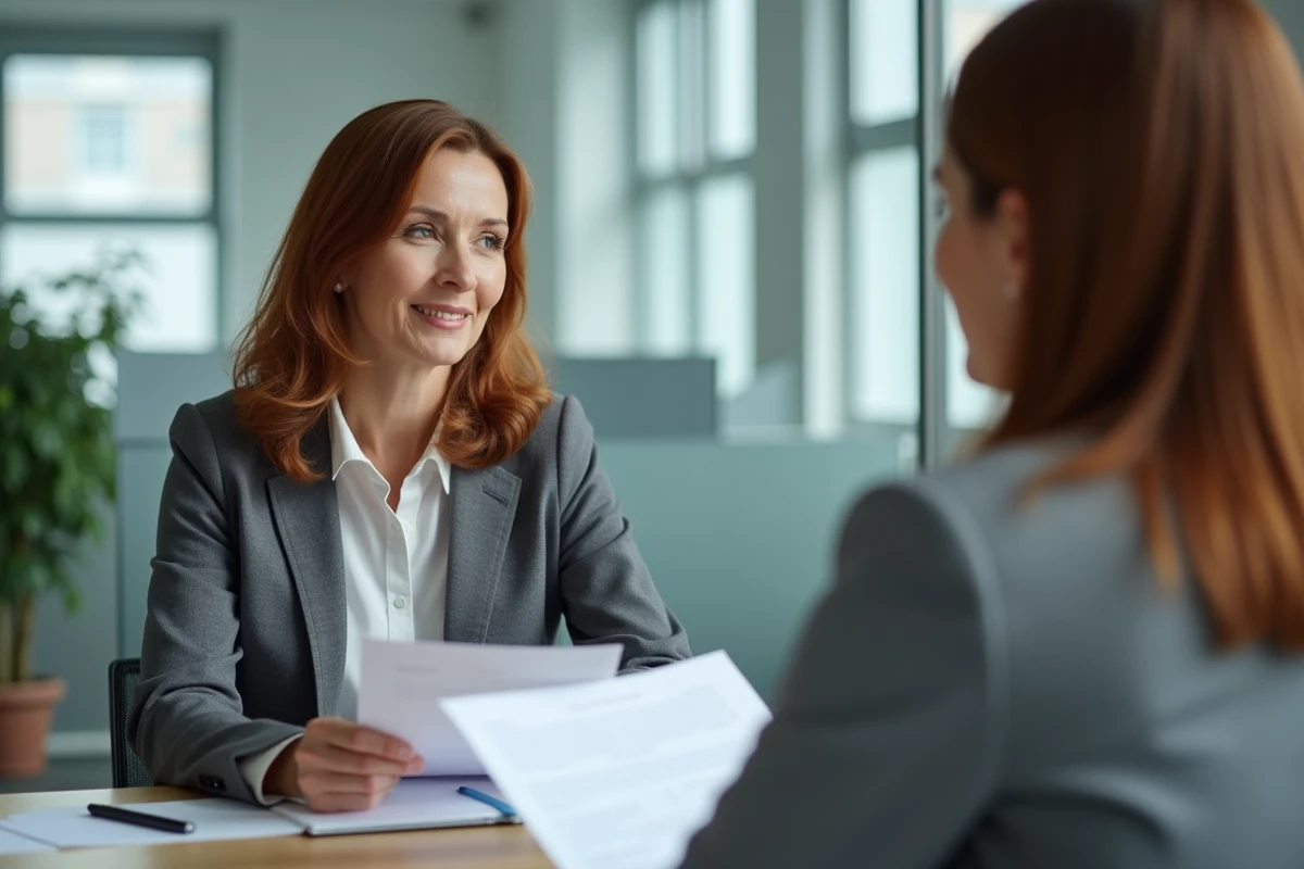 Femme en rendez-vous avec un conseiller Pôle Emploi pour discuter du cumul de revenus en tant qu'auto-entrepreneur