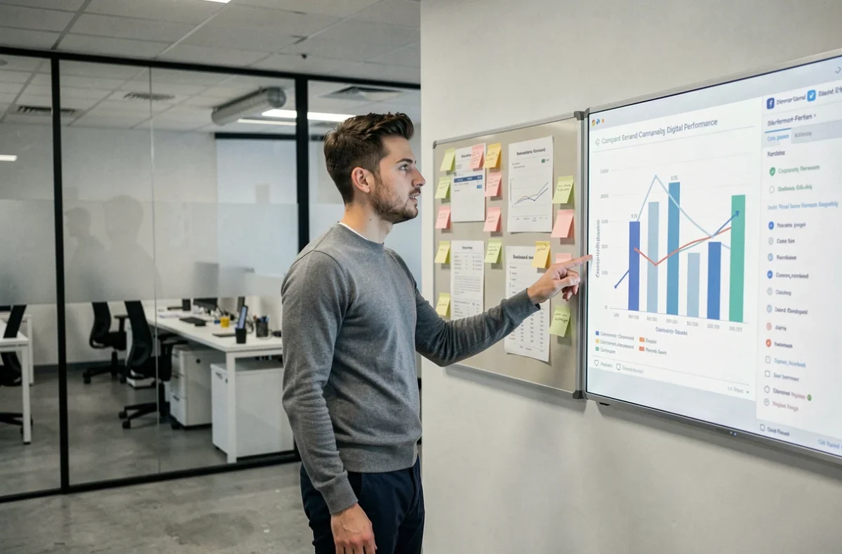 Stratège digital de l'agence GOODIGITAL à Clermont-Ferrand présentant une stratégie de campagne numérique