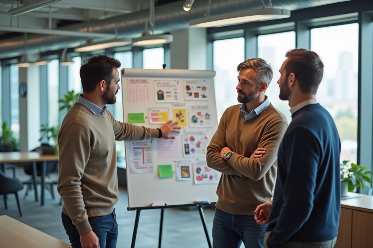 Groupe de professionnels en réunion dans un bureau moderne