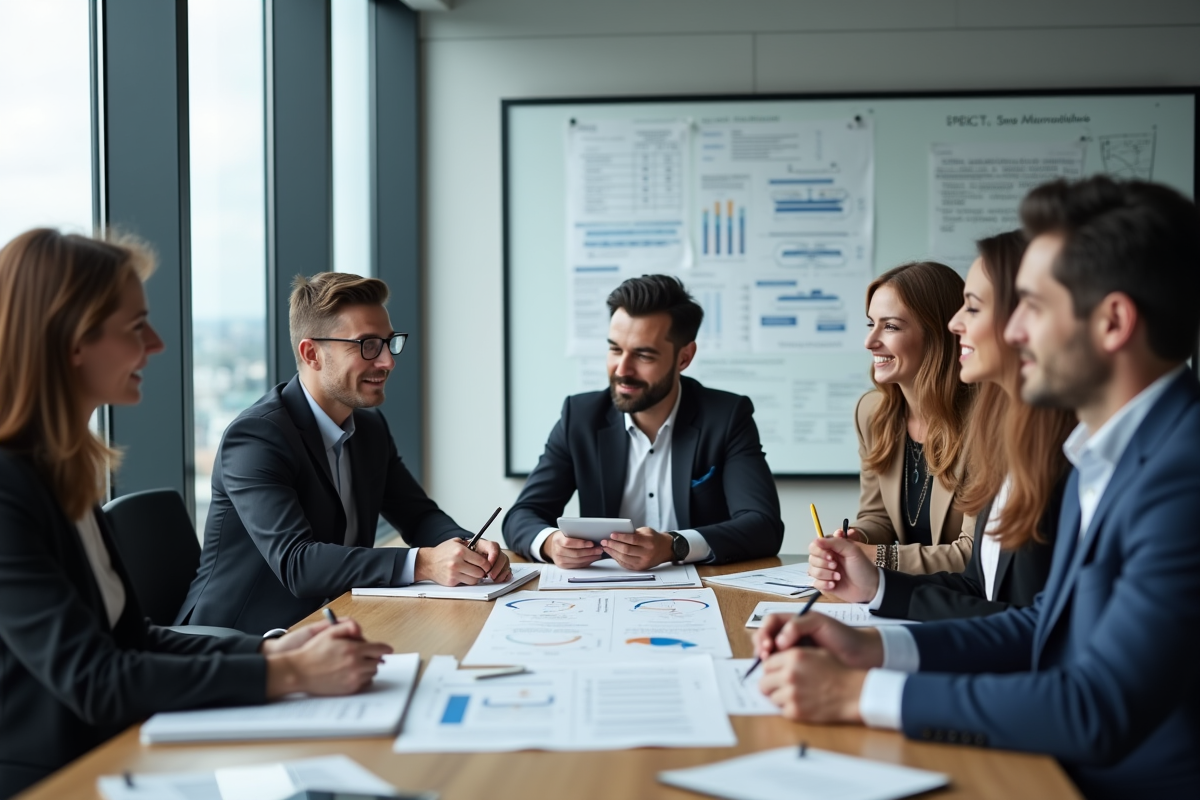 Groupe de professionnels en réunion autour d'une table