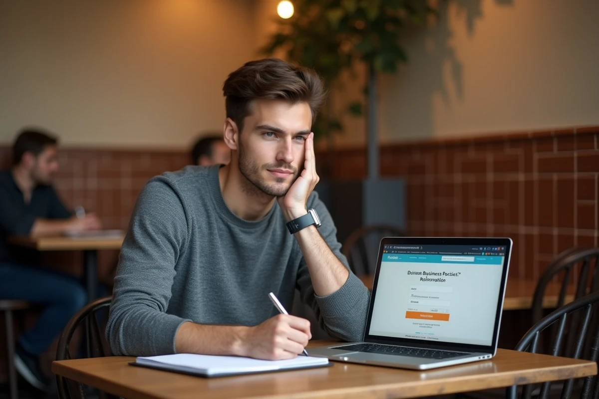 Jeune entrepreneur prenant des notes sur le statut juridique adapté à son projet de création d'entreprise