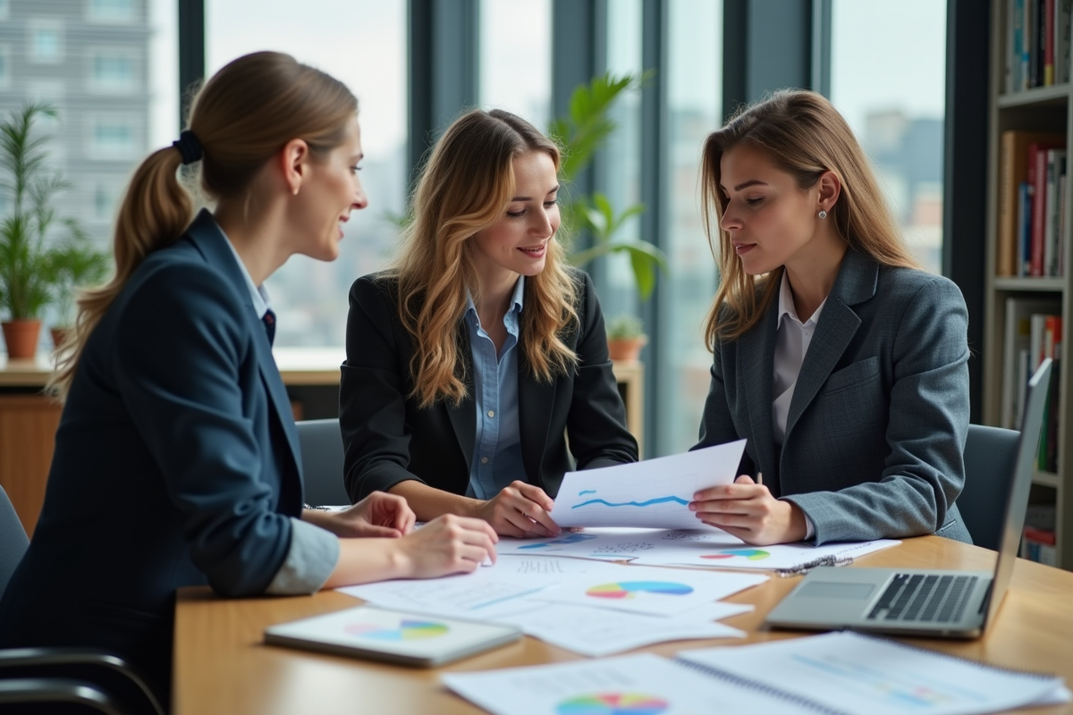 Groupe de professionnels en réunion dans un bureau moderne