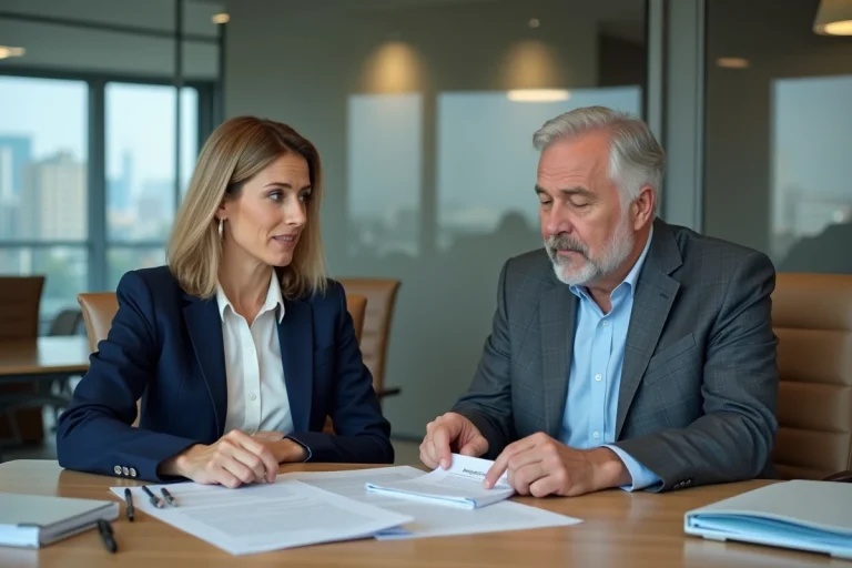 Réunion professionnelle pour signature d'une rupture conventionnelle entre employé et responsable RH