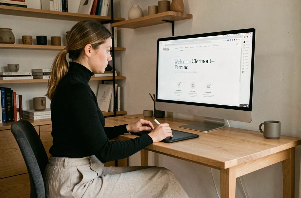 Designer UI du studio web Ultrō à Clermont-Ferrand travaillant sur une interface de site minimaliste
